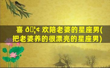 喜 🦢 欢陪老婆的星座男(把老婆养的很漂亮的星座男)
